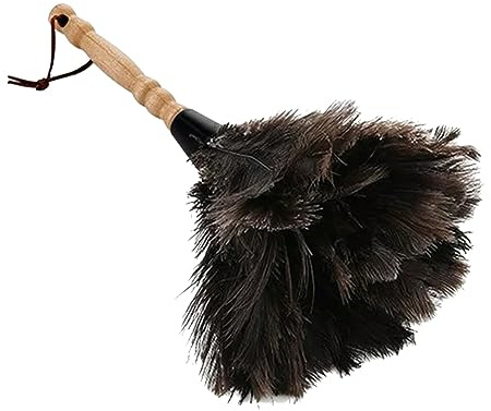 MOVAWAKY Plumeau Autruche,Balai Plafond Poussiere Lavable Plumes D'Autruche - 33 Cm 13.4Inch en avec PoignéE AntidéRapante pour Livres, Clavier, Bureau, Maison