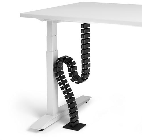 VALU Cable Management Spine – 49 Inch Cable Organizer for Standing & Fixed Desks – Sturdy & Flexible with Magnetic Link – Cord Management System under desk with Steel Base & Non-Slip Pads