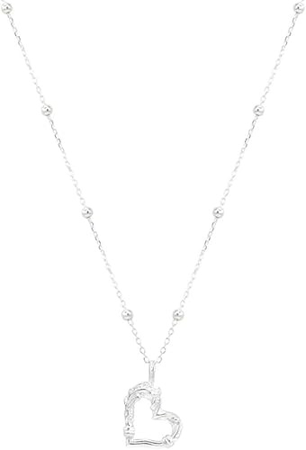 XFSRG Collier Femme Coeur Argent Acier Inoxydable Bijoux Femme Élégant Cadeau Romantique Collier Ras de Cou