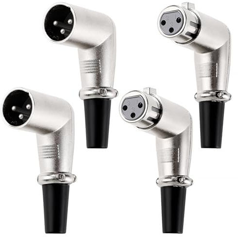 KUOQIY 2 Paar 3-Poliger 90-Grad XLR-Anschluss, XLR-Kabelanschluss Männlich und Weiblich, Mikrofon-Audiobuchse, für DMX-Signalkabel oder Audio-Mixer-Mikrofonanschluss