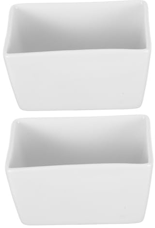 UKCOCO Pot Sucrier Rectangulaire En Céramique 170 Ml Blanc, Porte-sachets De Sucre Multifonction, Récipient La Cuisine, Lot De 2 Pour Table à Manger Et Rangement Boissons