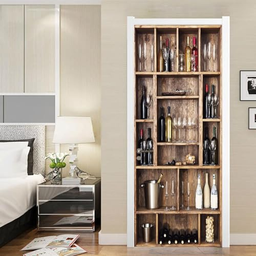 Art De La Porte 3D Cave À Vin Bar Rétro Auto-Adhésif Porte Autocollant Porte Affiche Porte Papier Peint Porte Murale Porte Wall Sticker Porte Photo 77 X 200 Cm Pour La Décoration De Por-2803368078597