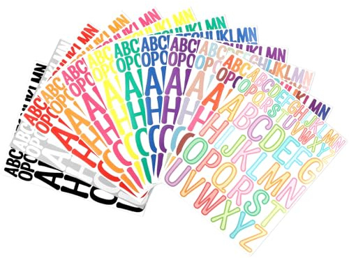 624 Stück Buchstaben Aufkleber Bunte, 12 Blatt Klebebuchstaben Wetterfest, Personalisiert Buchstaben Sticker, Buchstaben zum Aufkleben für Scrapbooking, Grußkarten, Postfach, Schilder, DIY