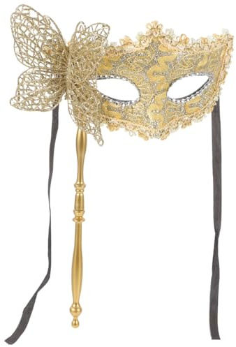 Toyvian Maskerade Maske mit Stab - Venezianer Karneval Fasching Party Maske mit edlem Schmetterling