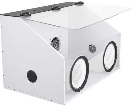 Dust Box Enclosed Electric Grinding Table Polisher,Dust Box Acrylic Cover W/Fan 5500r/Min & Led Light,4mm Plexiglass Board For Carving, Cutting, Drilling (2 Holes)