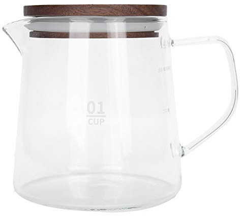 Kukyller Glass Teapot Kettle Coffee Pot with Lid Ergonomic Handle Scale Design for Coffee Juice Milk Safe Easy to Wash for Home Use (300 ml)