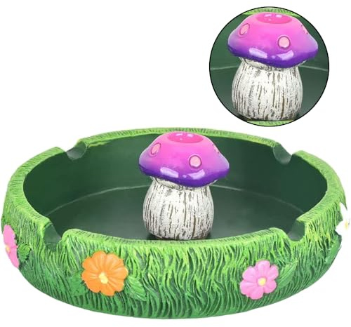 Neletao Cute Ash tray Cool Ashtrays for Weed Smokers & Bong Users, Fantastical Mushroom Ashtray Resin Ashtray Decor for Home Office, Ornament Gifts Green