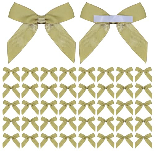 ZHIYUQL® 50 Stück Geschenkschleifen Selbstklebend, Goldene Schleifen Mini | Goldene Kleine Geschenkschleifen Selbstklebende Schleifen Mini Aus Hochwertigem Polyester, für Dekoration, Karte Herstellung