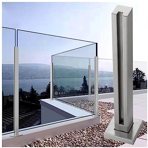 Sistema di ringhiera in vetro per balcone e terrazza, regolabile, trasparente, kit balaustra con slot per scale, ponti e giardini, grigio, 95 cm/37 pali di supporto