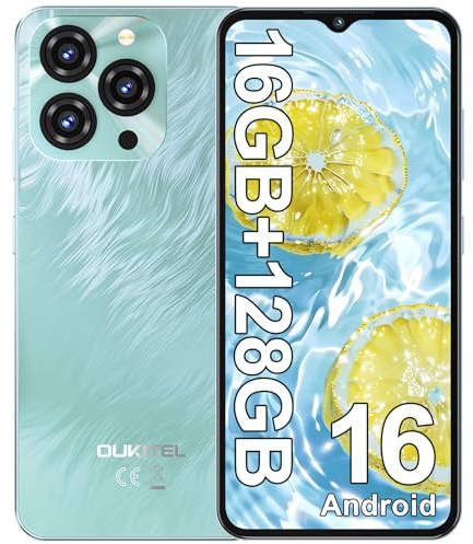OUKITEL C3 SIM-Free & Unlocked Mobile Phones - 16GB RAM+128GB ROM/TF 1TB Smartphone Android 16, 5000mAh Battery, 6.52 Display, 13MP Camera, 4G Dual SIM Android Phone, Face ID/BT5.0/3.5mm Jack