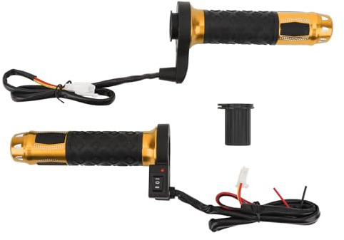 Lmrysalque Empuñadura calefactable para Motocicleta, 1 par, 3 temperaturas de Engranaje, Antideslizante, aleación de Aluminio ABS, 22mm, Manillar calefactable, 12V (Oro)
