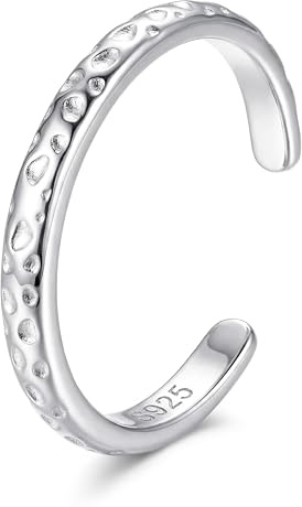 Milacolato S925 Sterling Silber Zehenringe für Frauen | Einstellbare Offene Kleine Ringe Opalstern Daisy Doppelt Gehämmerter Silber Zehenringe Sommer Strand Fuß Schmuck Geschenk