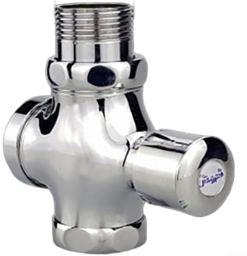 KHIronHive Brass Flush Valve Push-Button Water-Saving Adjustable 3-7 Second Shut-Off For Urinal And Squat Toilet All-Copper Body Multiple Sizes Polished Chrome (A)