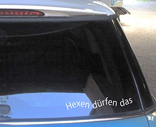 cartattoo4you® AK-00314 | HEXEN DÜRFEN DAS | K-Serie | 20 x 3 cm | Farbe weiß | Autoaufkleber Aufkleber Car Sticker Heckscheibe Spruch Tuning Hexe,in 23 Farben erhältlich