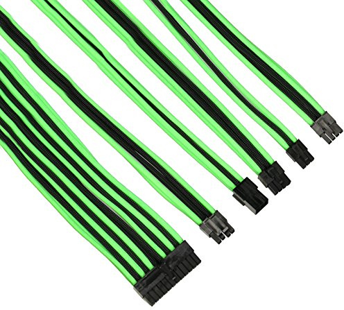 Thermaltake TtMod Sleeve Extension Power Supply Cable Kit ATX/EPS/8-pin PCI-E/6-pin PCI-E with Combs, Green/Black AC-034-CN1NAN-A1