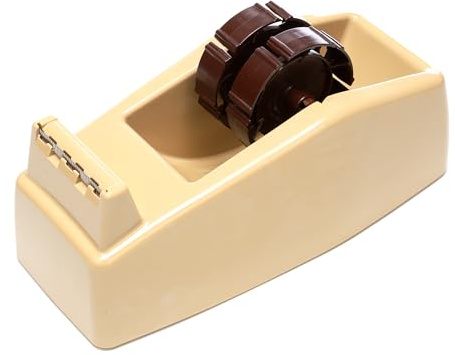 Two-Roll Desktop Tape Dispenser, 3 core, High-Impact Plastic, Beige