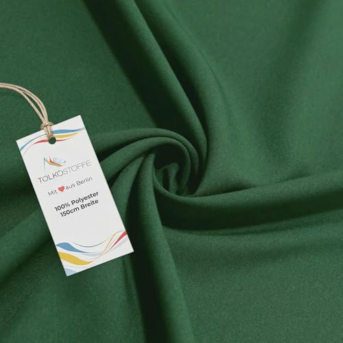 TOLKO 1m Modestoff | Dekostoff universal Stoffe zum Nähen Meterware Dekorieren | Blickdicht knitterarm 150cm breit Dunkel Grün Bekleidungsstoffe Dekostoffe Vorhangstoffe Nähstoffe Patchwork Deko