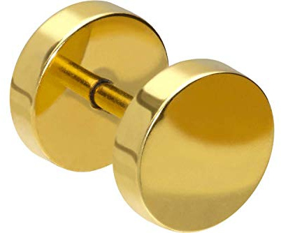 PIERCINGLINE Piercing d'oreille en acier chirurgical - Faux plug rond - Couleur et taille au choix, Acier inoxydable