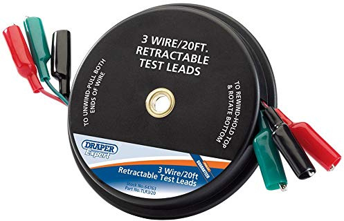 Draper 64763 3 Wire Retractable Test Lead 20 Feet