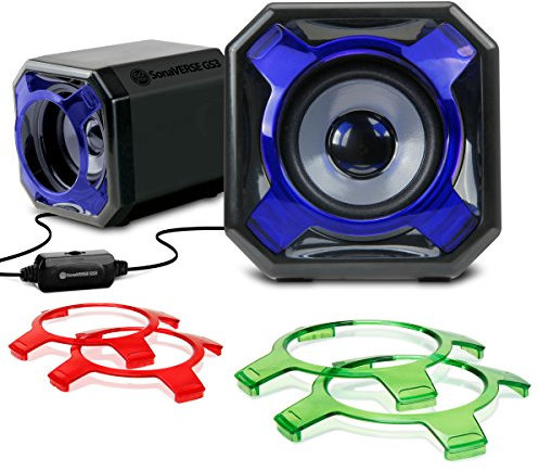 SonaVERSE GS3 USB 2.0 Stereo Speakers For PC Computer Laptop with Interchangeable Grills & Powerful 5W Drivers - Compatible with Desktop and Laptop Computers