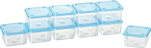 Kigima Mini-Gefrierdosen 10x0,125L rechteckig Hellbllau – Vorratsdosen mit Deckel luftdicht – Frischhaltedosen mit Deckel – Aufbewahrungsbox Küche für Mealprep & Organisation – Austrian Quality