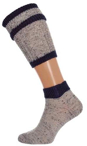 Lusana Herren 2-teiliges Loferl-Set Loden Tweed Trachtenstrümpfe, Braun (Braunmeliert/Marine 206), 42/43
