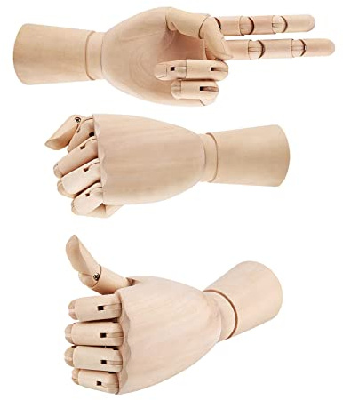 Shoze Wooden Hand 10 Art Wood Hand Manikin Jointed Articulated Flexible Fingers Hand Mannequin Opposable Sectioned Artist Hand Model for Arts Drawing Sketching Painting Jewelry Display