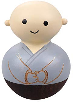 BESPORTBLE Holz Mönch Figuren Kinder Baby Spielzeug Zuhause Büro Desktop Dekoration Weihnachten Festival Geburtstag Geschenk Grau Geöffnete Augen