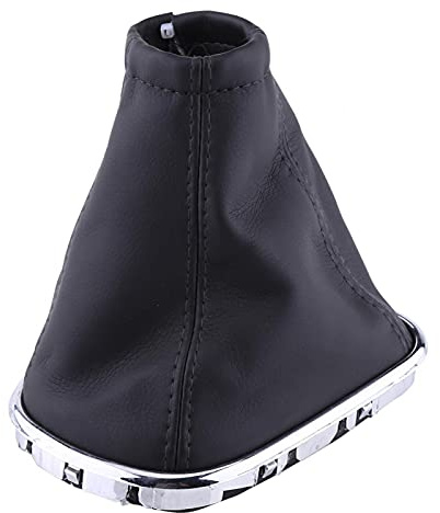 Aramox Gear Shift Stick Cover,Black with Chrome Frame PU Leather Car Gear Shift Knob Cover Gaiter Boot Replacement for Cruze 2008-2012