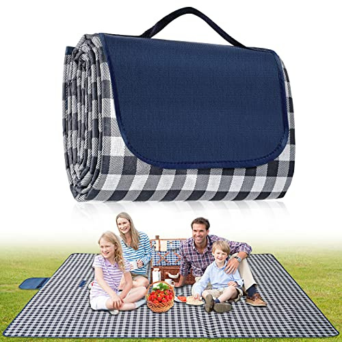 Habaylin Picnic Blanket Waterproof, Extra Large Picnic Mat 200 X 150 cm | Camping Beach Blanket Washable Foldable Beach Mat, Camping Accessories for Outdoor Activities, Dark Blue