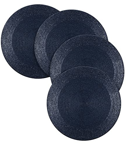 RIANGI Blue Place Mat for Dining Table Decor Navy Blue Placemats Set of 4, Measure 13 Inches Blue Beaded Placemats Round Easter Chargers, Nautical Place Mat - Blue Placemats for Dining Table