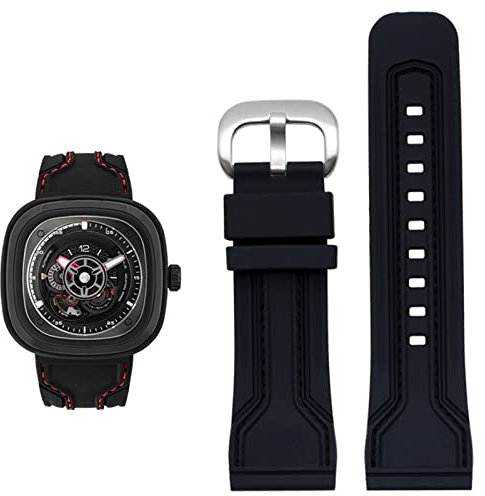 AEMALL Gummi-Uhrenarmband für Herren, wasserdicht, schweißfest, Diesel-Uhrenkette, 28 mm, schwarz, orange, Uhrenzubehör (Farbe: 21 mm, Größe: 28 mm), 28mm, Achat