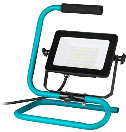EGLO Faretto da cantiere a LED, illuminazione professionale portatile, in alluminio e plastica, faretto professionale, in turchese e nero, lampada orientabile, IP65, bianco neutro, 2500 lm