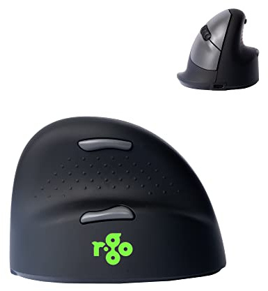 R-Go HE Ergonomische Maus, Bluetooth 5.0, Silent funkmaus, Kompatibel mit Anti-RSI-Software, Vorbeugung Mausarm, Wiederaufladbare kabellose vertikale Maus für Windows/MacOS, 5 Tasten, Schwarz