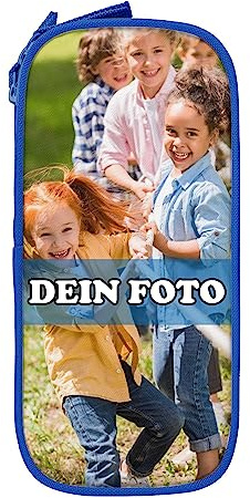 MEIERLE Personalisiertes Foto-Federmäppchen mit Eigenem Bild und Text, Individuelles Schulmäppchen Schlampermäppchen als Geschenk für Schule Geburtstag, Oxford-Gewebe