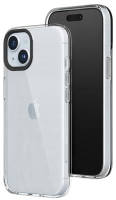 RHINOSHIELD Crystal Clear Case kompatibel mit [iPhone 15] | Fortschrittliche Vergilbungsresistenz, Hohe Transparenz, Personalisierbare und Transparente Schutzhülle - Schwarz | Anti-Vergilbung, transparent, hohe Klarheit, stoßfest, Fallschutz nach Militärstandard