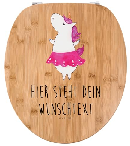 Mr. & Mrs. Panda Personalisierter WC Sitz Motiv Einhorn Ballerina - Personalisierte Geschenke, Einhörner, Toilettensitz, mit Namen, Klodeckel, Wohnung, Klobrille, Tanzen, Geburtstag, WC-Sitz, Unicorn