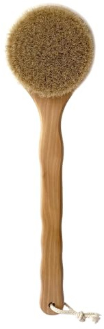 UPTALY 1 Stück 40,6 cm Rosshaarbürste (runder Kopfdurchmesser 10,9 cm), mit Buchenholzgriff, ganzes Stück Massivholz ohne Spleißen, komplett natürliche Körperbürste, langer Griff Duschbürste