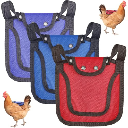 craspire 3 stycken kycklingsadel för höns fjäderfäskydd med justerbar rem fjäderskydd för rygg och sidor kycklingförkläden för höns fjäderfätillbehör för höns röd blå lila