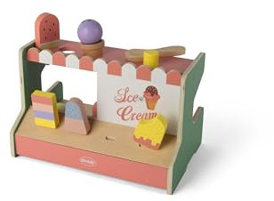Dantoy - Eisdiele Kinder Holz - Rollenspiel - Holzspielzeug - mit Zubehör - 3+ Jahre