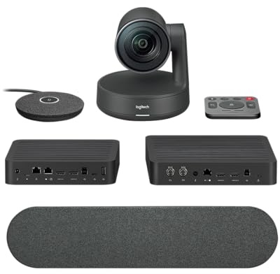 Logitech Rally Camera Kit – Sistema di videoconferenza – 4K UHD Rally Camera, Display & Table Hub, Rally Speaker, Rally Mic Pod, Telecomando, Alimentatori e Cavi (rinnovato)