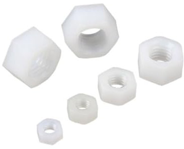 Sechskant-Vollmutter, Sechskant-Vollmuttern, Flanschmuttern, M2 M2,5 M3 M4 M5 M6 M8 M10 M12 M14 M16 M18 M20 schwarz/weiße Nylon-Kunststoffisolierung, metrisches Gewinde, Sechskant-Sechskantmutter for
