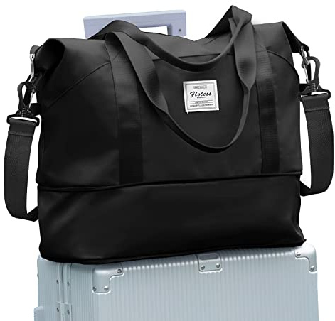 Resväska Duffelväska Dam Sportväska 40x30x20 Ryanair Handbagageväska Weekendväska badväska vattentät reseväska duffelväska Fitnessväska Träningsväska dam för resor gym,A02-Svart