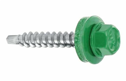 KLIMAS Trapezblech Schrauben Bohrschrauben Dach Fassadenschrauben 4,8x35mm 250 Stück - RAL: 6011 (Resedagrün)