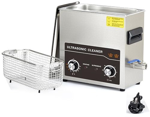 Stainless Steel Ultrasonic Cleaner, 6L Ultrasonic Cleaner Machine with Heater and Timer (300W Heater,180W Ultrasonic), for Cleaning, Jewelry, Coins, Metal Small Parts, Circuit Board, Lab Tools, etc.