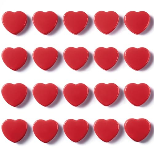 DUJEQM Aimant Frigo - Lot de 20PCS Aimant Puissant en Cœur Rouge, Petit Aimants Tableau Magnétique, Aiment Magnet Frigo Mini Aimant Plat Aimants Décoratifs pour Tableau Blanc, Bureau, École, Photos