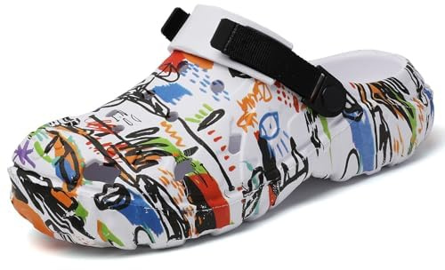 CERYTHRINA Zuecos de jardín Antideslizantes de EVA para Hombre, Zapatos de Agua para Exteriores, para Piscina, Playa, Vacaciones, Tallas 3.5-12, Blanco 2, 37/38 EU