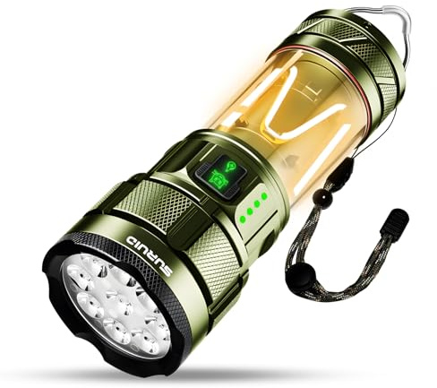 Torches LED Super Bright, 6000LM Rechargeable Torch with Camping Light, Upgraded Ultra High Lumens, 11 Lighting Modes, Waterproof Torch, Suitable for Power Cuts, Emergency, Camping, Hiking, Outdoor