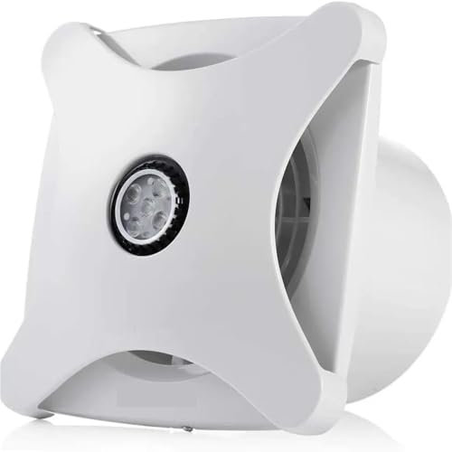 DIKAMAN Extractor de aire, Extractor de aire de alta velocidad de 6 pulgadas con luz LED for inodoro, cocina, baño, pared, ventana, ventilador extractor Para baño de techo