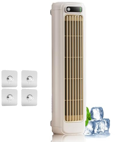 Festberg Cooling Ace mit 4* Wandaufkleber, Sherum Cooling Ace Klimagerät, Wand Klimaanlage Ohne AußEngeräT, Ventilator Wandmontage mit 3 Geschwindigkeiten, für Schlafzimmer Büro Haus (Weiß)